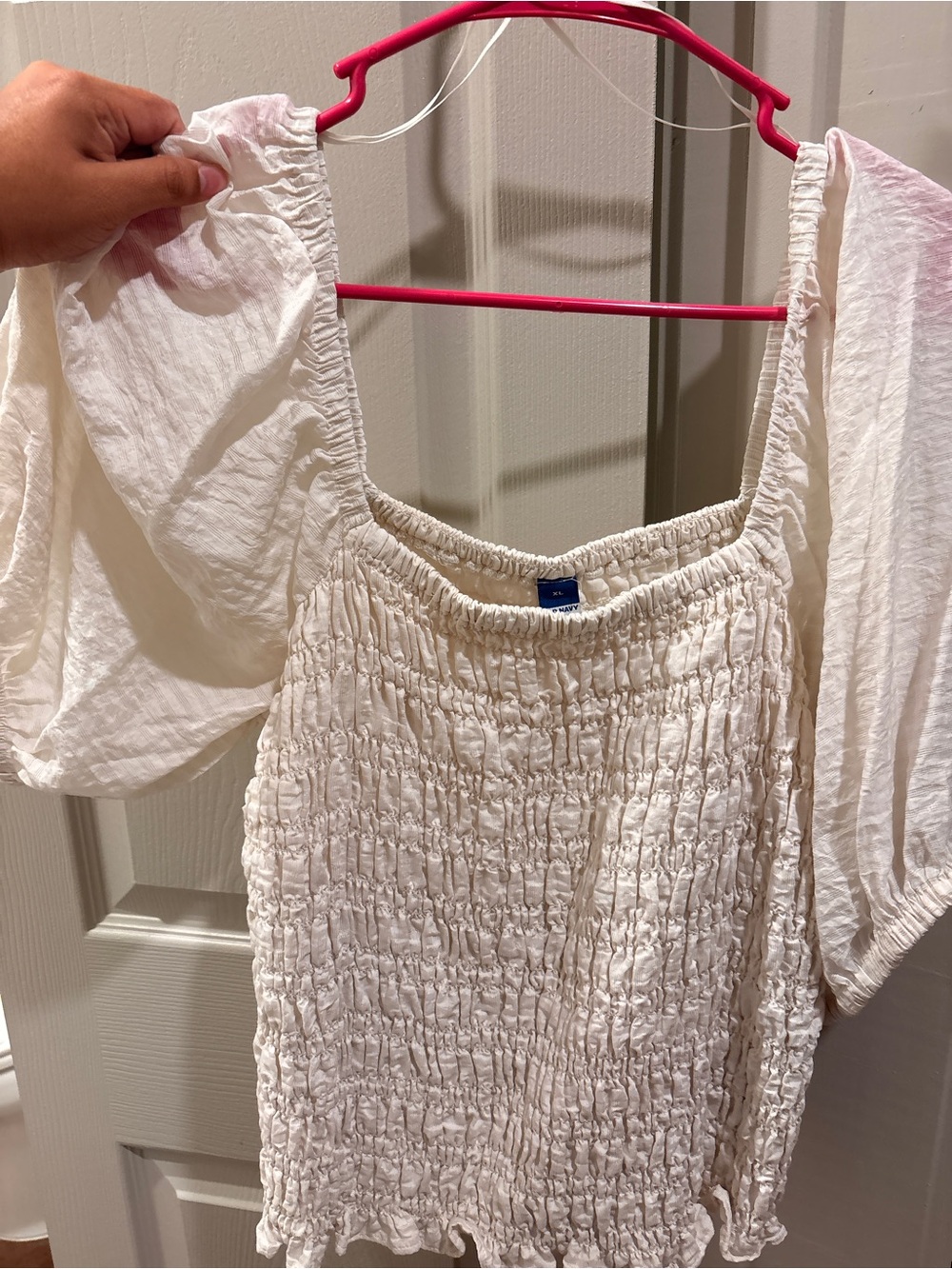 Old Navy Cream Smocked Off-Shoulder Blouse